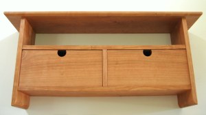 cherry wall shelf with drawers